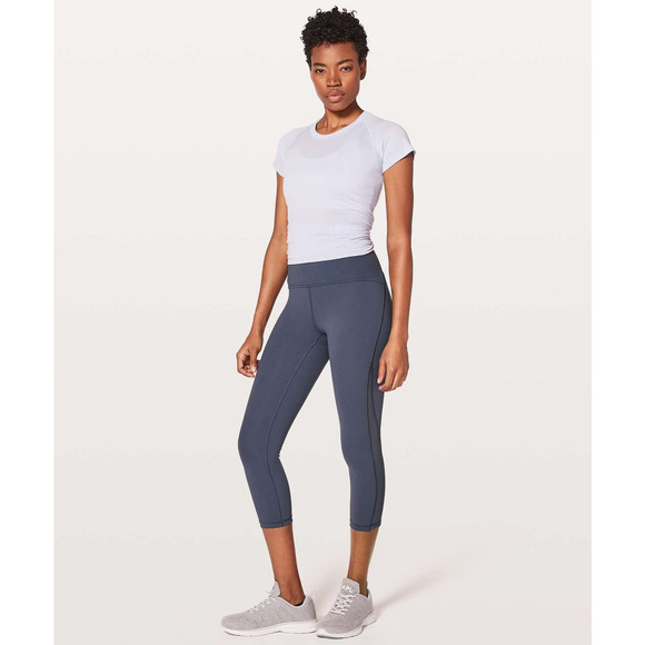 Lululemon Train Times High Rise Mesh Panel 21" Crop Tight Leggings Dazed Blue 6 - Picture 2 of 15